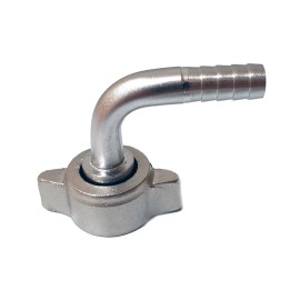 Adaptador curvo de cabezal/grifo 1/2" inox (tuerca mariposa)