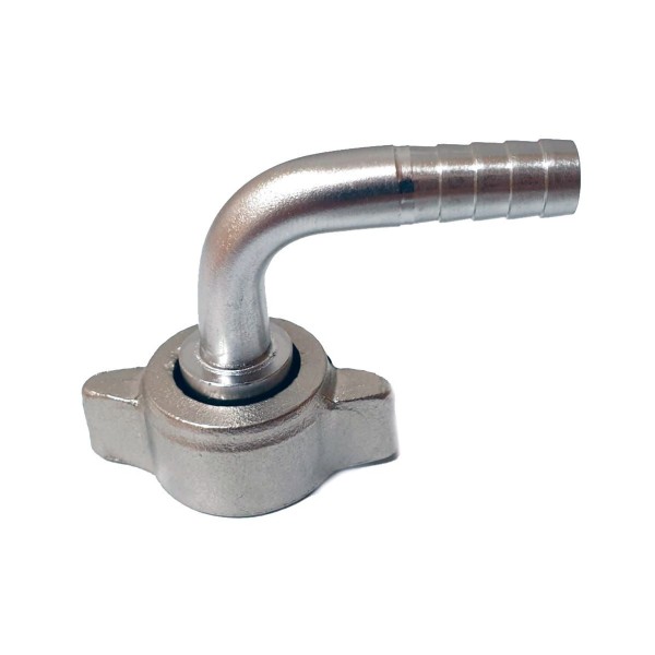 Adaptador curvo de cabezal/grifo 1/2" inox (tuerca mariposa) Adaptador curvo de cabezal/grifo 1/2" inox (tuerca mariposa)