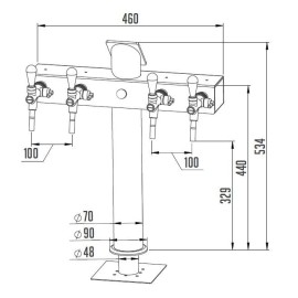 Columna Lindr "T" con 4 grifos