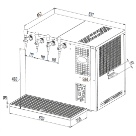 Lindr AS - 160 INOX Tropical NEW con banco de hielo con 4 grifos