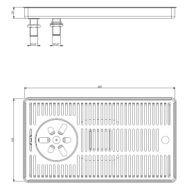 Bandeja metálica con mojacopas desde 30 hasta 120 cm