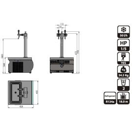 Lindr KONTAKT 55/K Profi con grifos Cosmo
