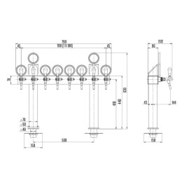 Columna Lindr "T" con 8 grifos