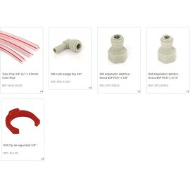Pack de tubos y conectores (5/8") para dispensador con 2 grifos sin compresor de aire