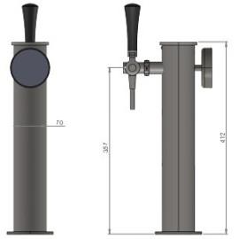Columna Event de acero inoxidable con medallón retroiluminado, pitón preinstalado, sin grifo Columna Event de acero inoxidable con medallón retroiluminado, pitón preinstalado, sin grifo