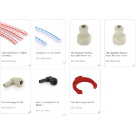 Pack de tubos (Lupulus II) y conectores (5/8") para dispensador con 1 grifo y compresor de aire