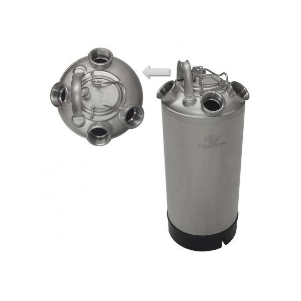 Barril de limpieza inox 18L - 4 bocas sin espadines Barril de limpieza inox 18L - 4 bocas sin espadines