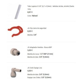 Pack de tubos (Lupulus II) y conectores (1/2") para dispensador con 2 grifos sin compresor de aire
