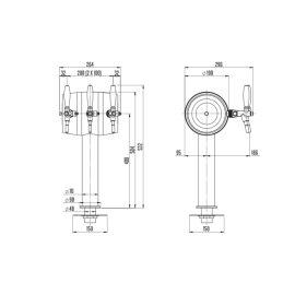Columna Lindr Soudek con 3 grifos inox.