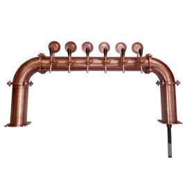 Columna puente tipo marinero con tubos preinstalados, 6 grifos, 6 medallones - acabado cobre