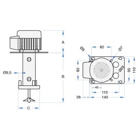 Bomba agitador Saber ESP07.3 (7m) con tres salidas para enfriadores Lindr