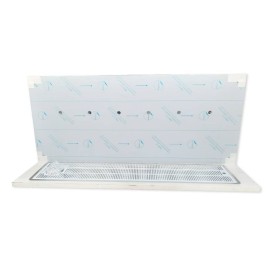 Panel soporte de acero inox. para 6 grifos con hueco para bandeja