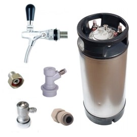 Pack Barril Cornelius inox 19L reacondicionado + Ball-lock + grifo para dispensar desde barril