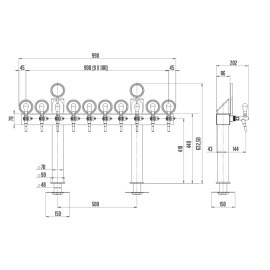 Columna Lindr "T" con 10 grifos