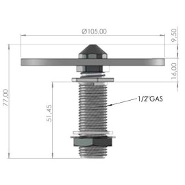 Mojacopas para bandeja ø10,8 cm, rosca de plástico 5cm - vasos frágiles