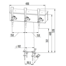 Columna Lindr T Grand con 3 grifos Cosmo Columna Lindr T Grand con 3 grifos Cosmo