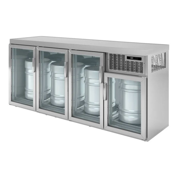 Nevera para barriles con puertas de cristal para 4 barriles de 30l ø40cm - Efficold EB-504 IPC C/ILU