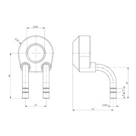 Bloque de refrigeración (tubos en 90º) para grifos con rosca 5/8"