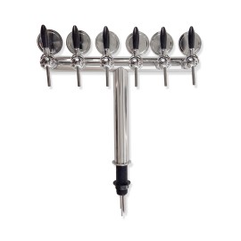 Columna "T" 6 salidas 5/8" con grifos Cosmo y medallones, preinstalada con tubos
