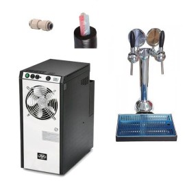 Pack preinstalado para barco o foodtruck - enfriador DryWet 70/K + columna con 2 grifos + bandeja con soporte y desagüe