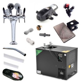 Pack BIB columna con 4 grifos + enfriador AS-80 termostato manual + bombas Bevjet Compact + cabezales BIB Vitop